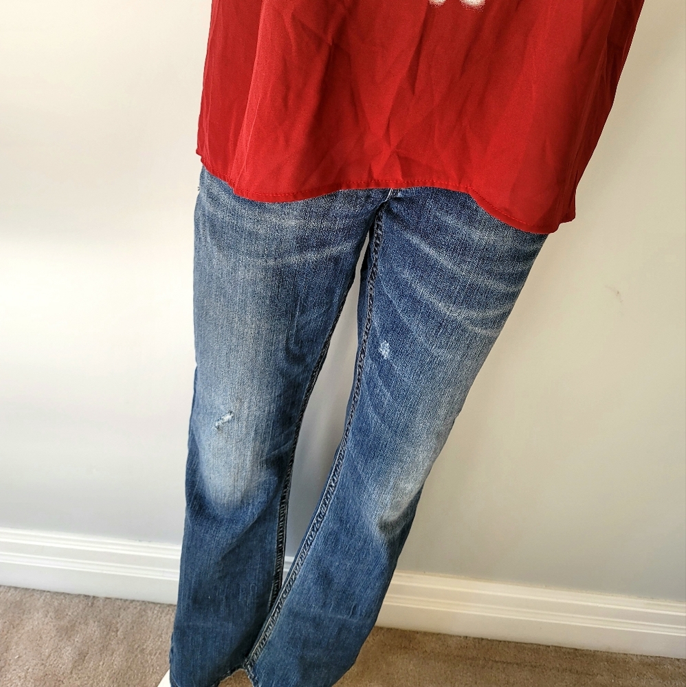 Plus Size 31 Silver Jeans Tuesday Low Boot Fluid Distressed Denim Jeans
